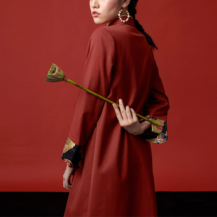 Buddha Stones Tibetisches Kleid Kleidung Lhasa Kleid Verbesserte Cheongsam Qipao Damen Kleidung