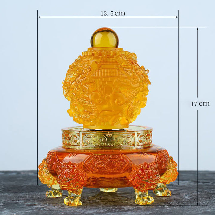 Buddha Stones, Feng Shui, verheißungsvoller Drache, handgefertigt, Liuli-Kristall, drehbar, Kunststück, Glück, Zuhause, Büro, Dekoration
