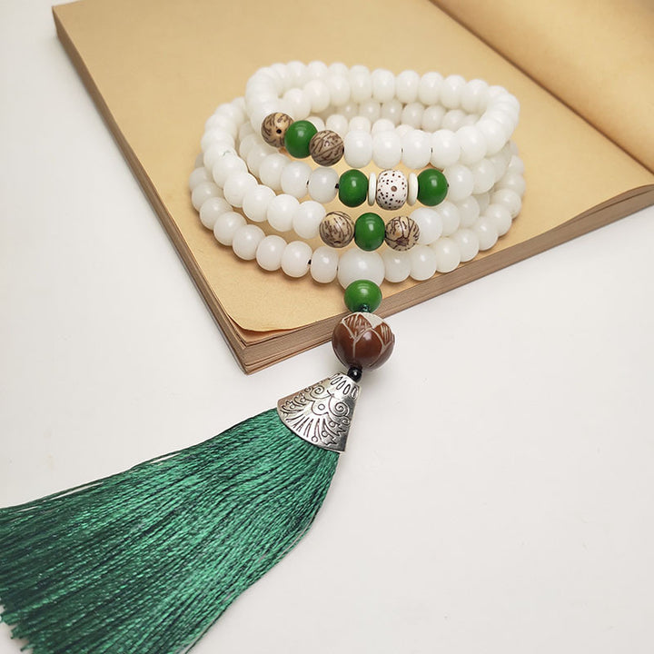 Weiß Bodhi Seed Mala 108 Perlen Schutzarmband