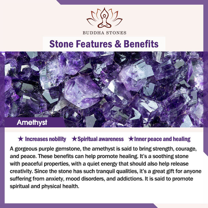 Buddha Stones Amethyst-Kristall-Lotus-Heilungs-Balance-Armband