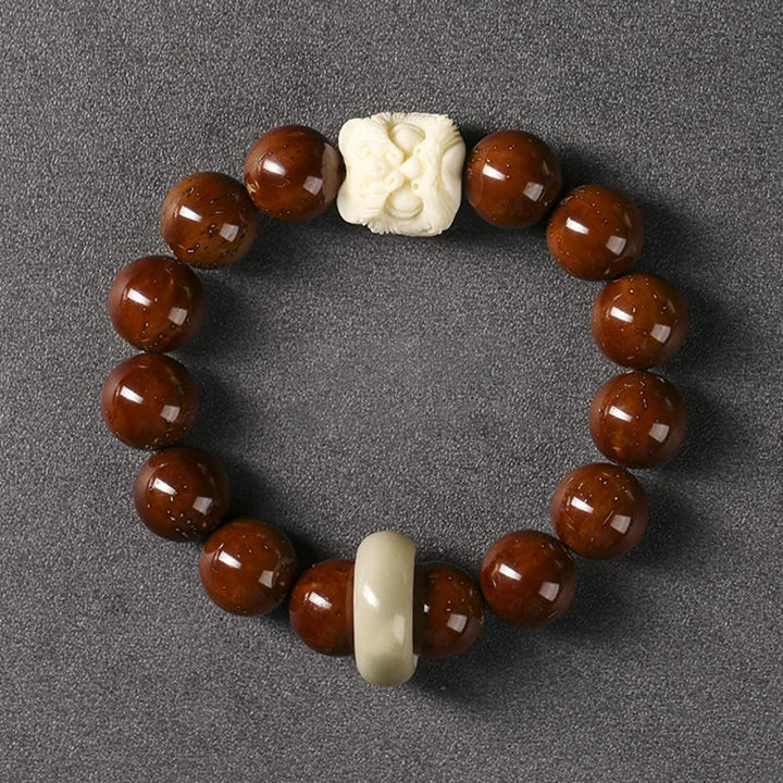 Armband mit Buddha Stonesn, lila Bodhi-Samen, tanzender Löwe, Weisheit