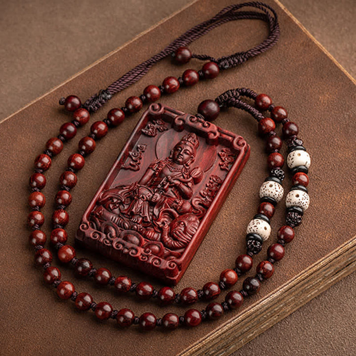 Chinesischer Sternzeichen-Natal-Buddha, kleines Blatt, rotes Sandelholz, Schutz-Halsketten-Anhänger