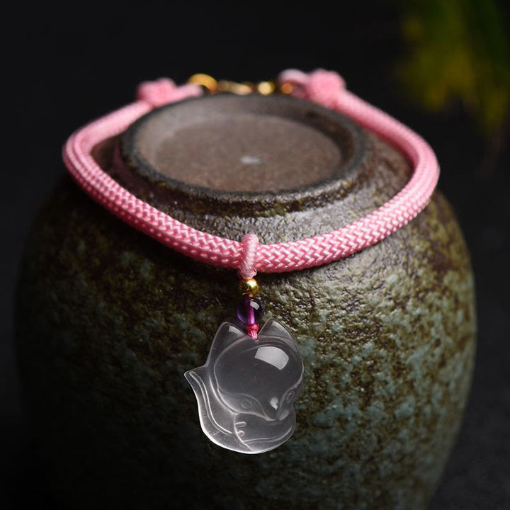 Lucky Pink Crystal Fox Love String-Armband