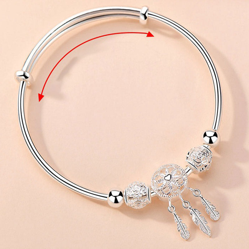 Tibetisches Weiß Kupfer-Segen-Traumfänger-Charm-Armband