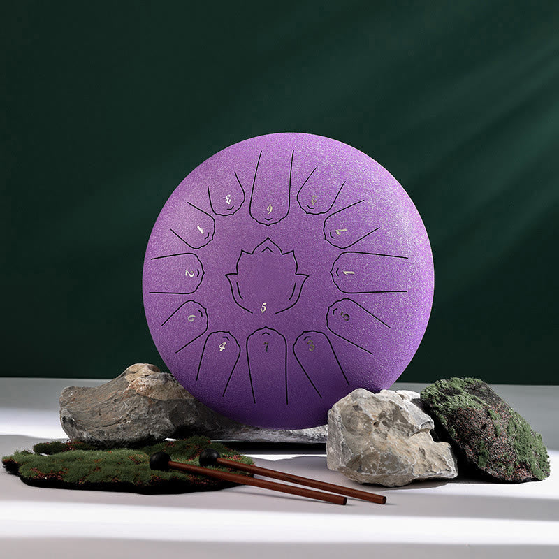 Buddha Stones Steel Tongue Drum Sound Heilung Achtsamkeit Lotus Muster Yoga Drum Kit 13 Note 12 Zoll Percussion Instrument