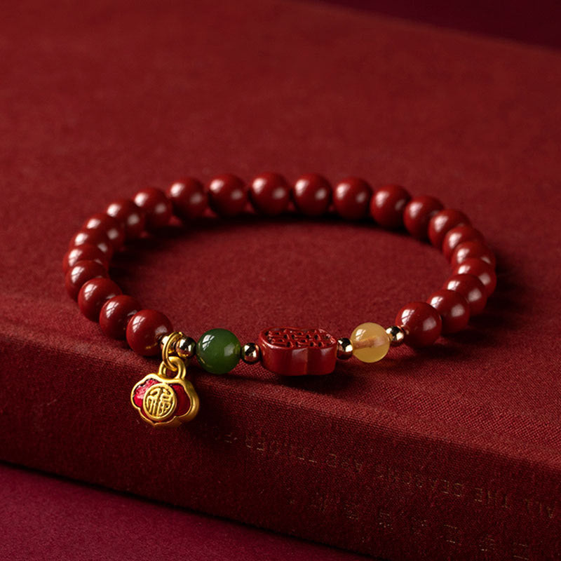Buddha Stones Zinnober-Glücks-Ruhe-Armband