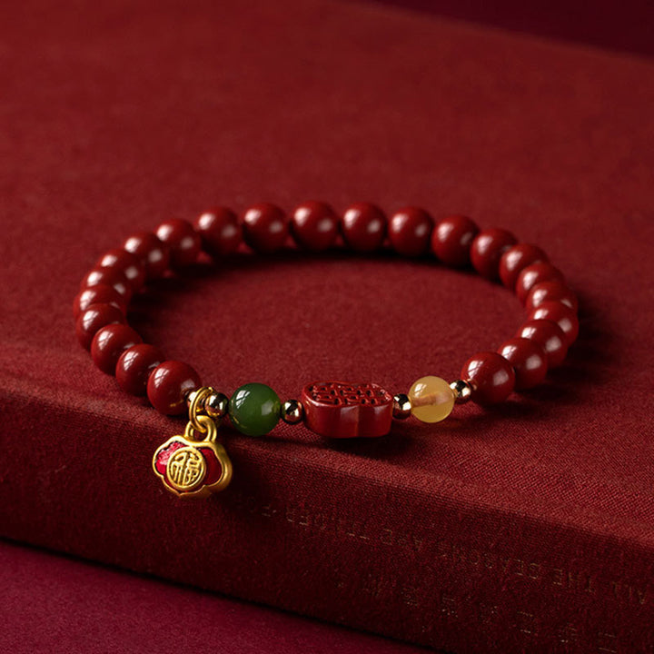 Buddha Stones Zinnober-Glücks-Ruhe-Armband