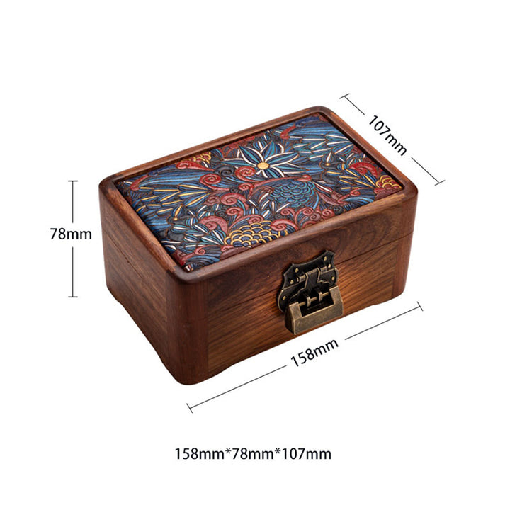 Retro handgemachte Blumenmuster Palisander Schmuck Aufbewahrungsbox abschließbare Geschenk-Organizer-Box aus Holz