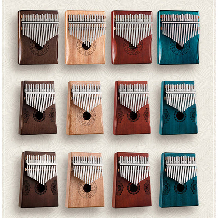 Buddha Stones Kalimba 17/21 Tasten Daumenklavier, Lotus-Design, tragbares Fingerklavier