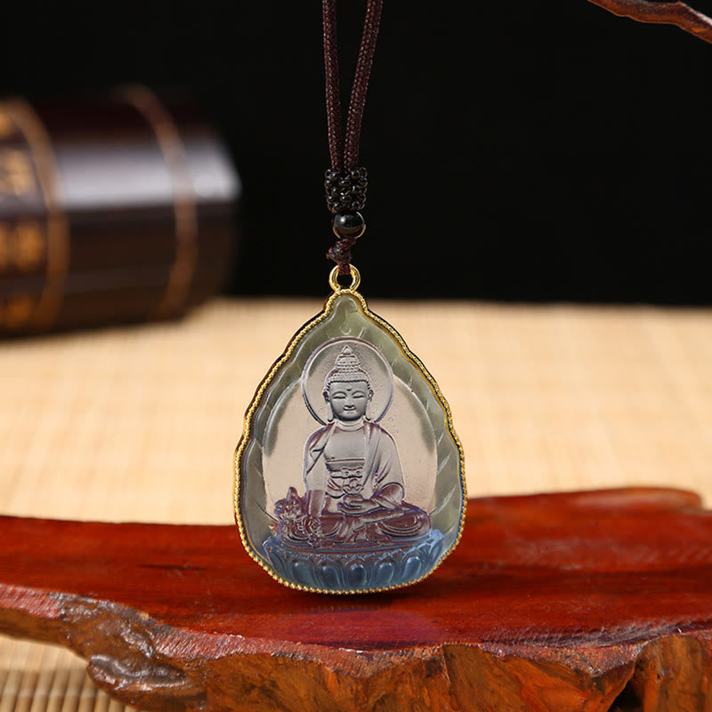 Tibetischer Buddha-Liuli-Kristall-Halskettenanhänger