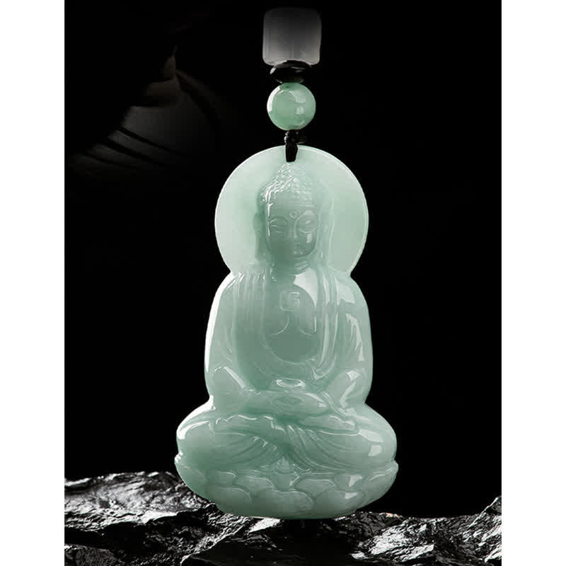 Buddha Stones Amitabha Buddha Jade Amulett Mitgefühl String Halskette