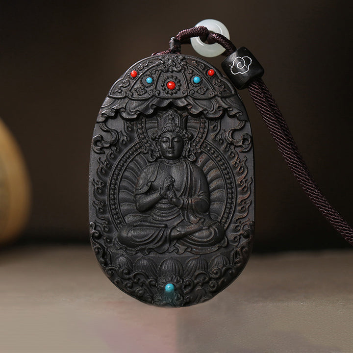 Chinesischer Sternzeichen Natal Buddha Agarwood Om Mani Padme Hum Lotus Peace Halskette Anhänger