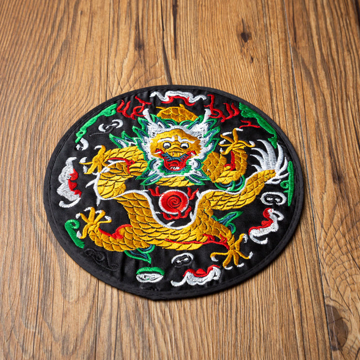 Buddha Stones Dragon Stickerei Cup Mat Pad Teetasse Untersetzer Kung Fu Teematte