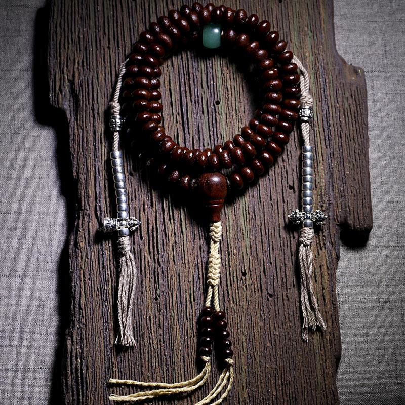 Buddha Stones Natural Tibet 108 Mala Perlen Lila Bodhi Samen Dreiäugige Dzi Perle Kupfer Dorje Harmonie Armband