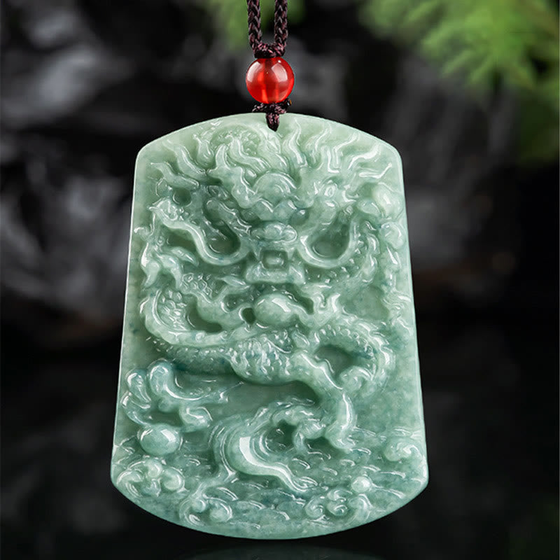 Buddha Stones, natürliche Jade, chinesisches Sternzeichen, Drache, Meer, Glück, Halskette, Anhänger