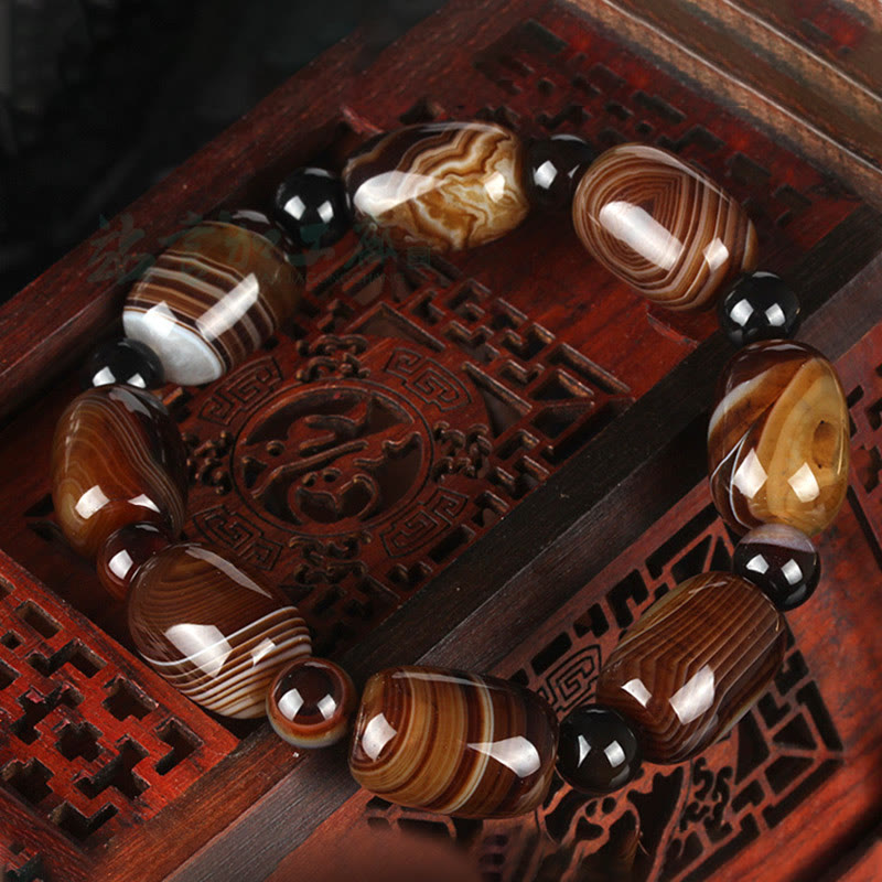 Buddha Stones Natürliches Sardonyx Courage Happiness Armband