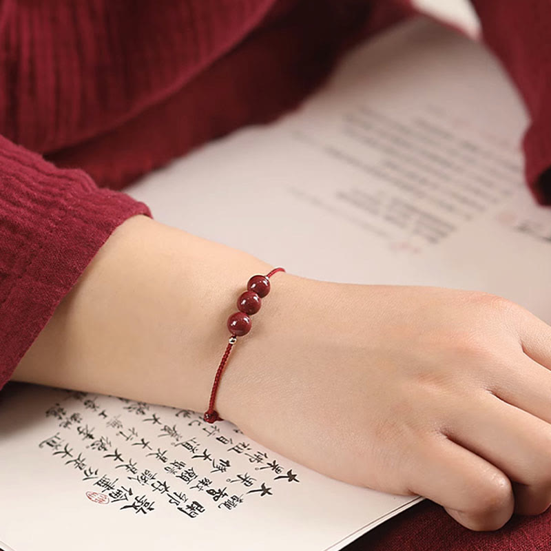 Buddha Stones Natural Lucky Cinnabar Bead Blessing String Armband Fußkettchen