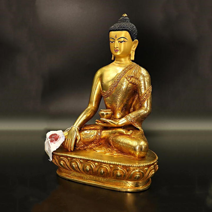 Buddha Shakyamuni Medizin Buddha Mitgefühl Kupfer vergoldet Statue Dekoration