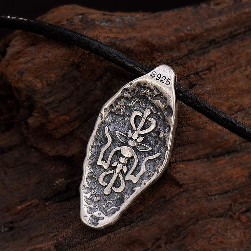 Buddha Stones, tibetisches 925er-Sterlingsilber, Om Mani Padme Hum Dorje Vajra, gravierter Stärke-Halskettenanhänger