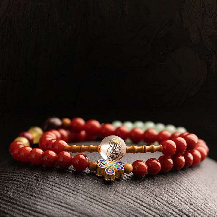 Buddha Stones, chinesisches Sternzeichen, Natal-Buddha, roter Achat, kleines Blatt, rotes Sandelholz, Zinnober-Amulett, Segen, doppelt gewickeltes Armband