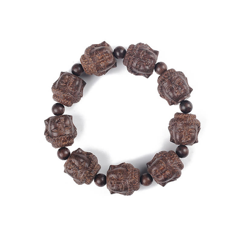 Buddha Stones Agarwood Buddha geschnitztes ruhiges Armband