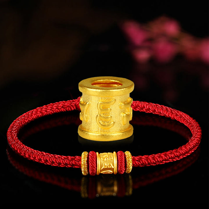 Buddha Stones Tibet 999 Gold Om Mani Padme Hum graviertes Schutz-Glücksperlen-Armband