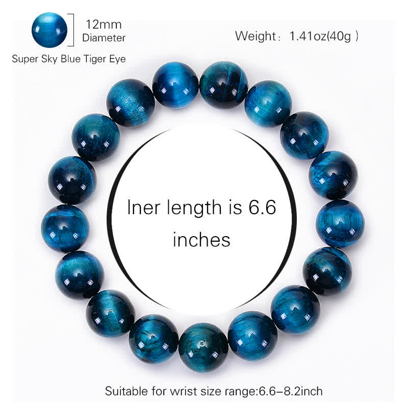 Buddha Stones Blaues Tiger-Augenschutz-Armband