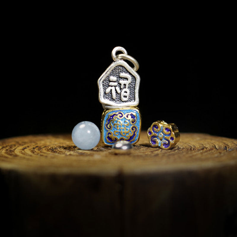 Buddha Stones, 925er-Sterlingsilber, indisches kleines Blatt, rotes Sandelholz, Aquamarin, voller Goldstern, chinesisches Knoten-Segen-Armband