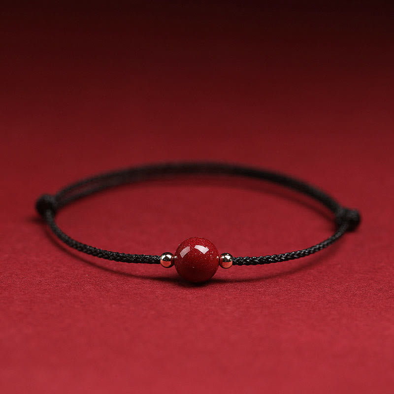 Buddha Stones Natural Lucky Cinnabar Bead Blessing String Armband Fußkettchen