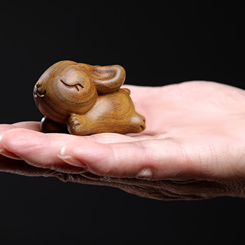 Buddha Stones Green Sandelwood Small Mini Cute Rabbit Bunny Peace Dekorationen