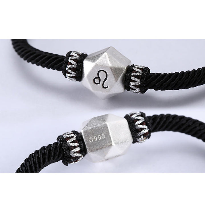 Buddha Stones 999 Sterling Silber 12 Sternbilder des Tierkreises Schutz Handgefertigtes Schnurarmband