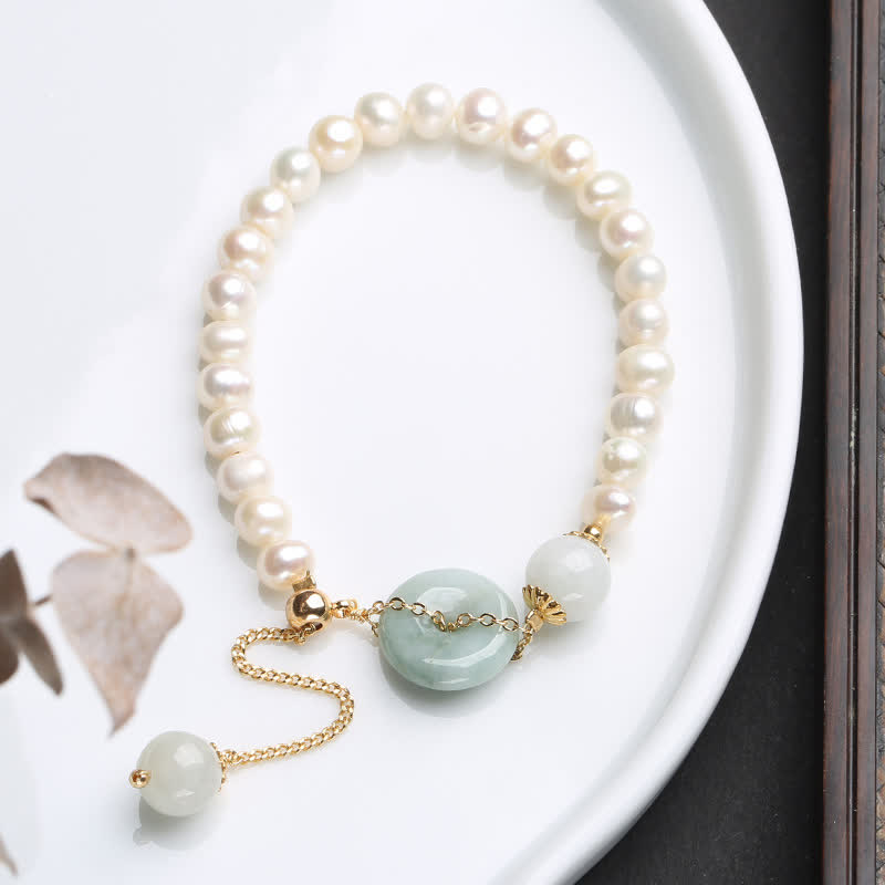 Natürliches Jade-Perlen-Friedens-Schnalle-Wohlstands-Glück-Armband