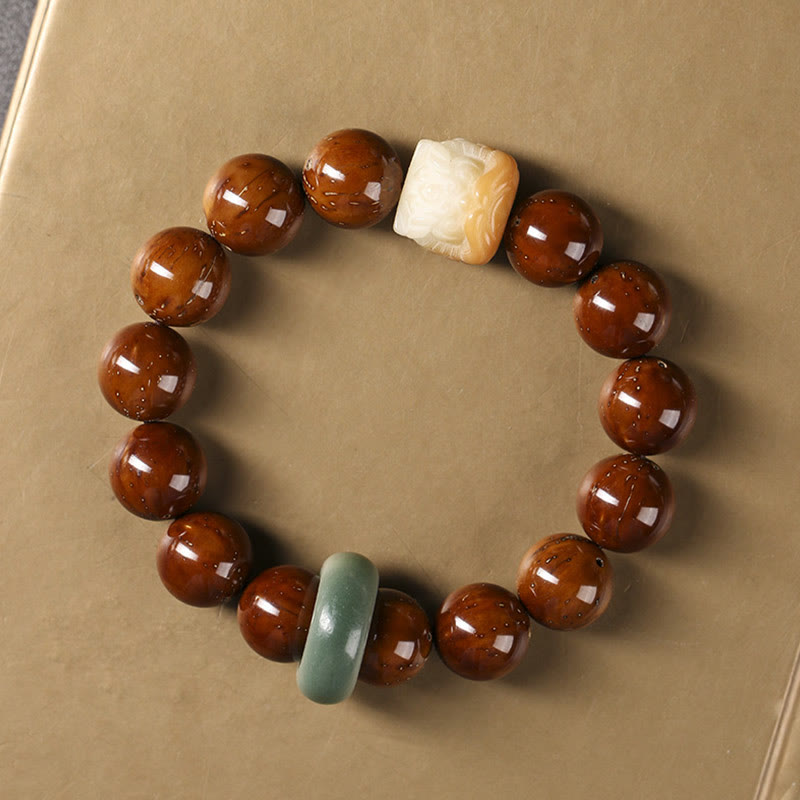 Armband mit Buddha Stonesn, lila Bodhi-Samen, tanzender Löwe, Weisheit