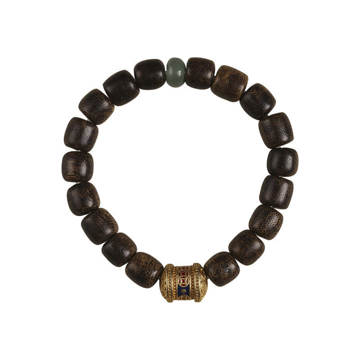 Armband mit Buddha Stonesn, Agarholz, Kupfermünze, verheißungsvolle Wolke, Ruhe