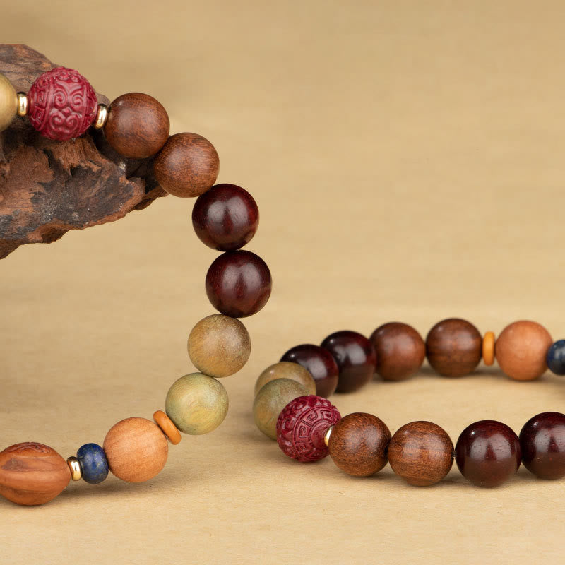 Buddha Stones, chinesisches Sternzeichen, natürliches grünes Sandelholz-Schutzarmband