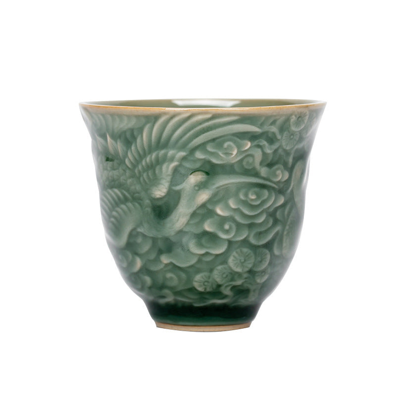 Buddha Stones Crane Pine Keramik Teetasse Kung Fu Teetasse 80 ml