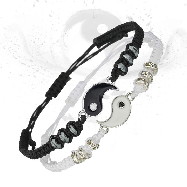 Buddha Stones 2-teiliges Yin-Yang-Hämatit-Paar-Armband