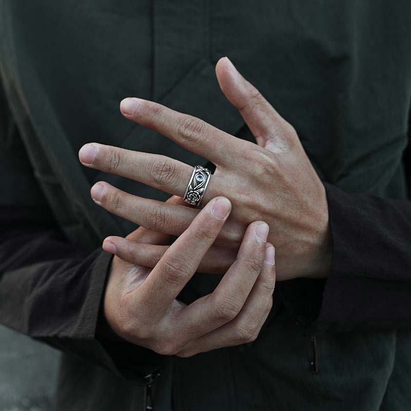 Buddha Stones Auge des Horus Kristallschutz verstellbarer Ring