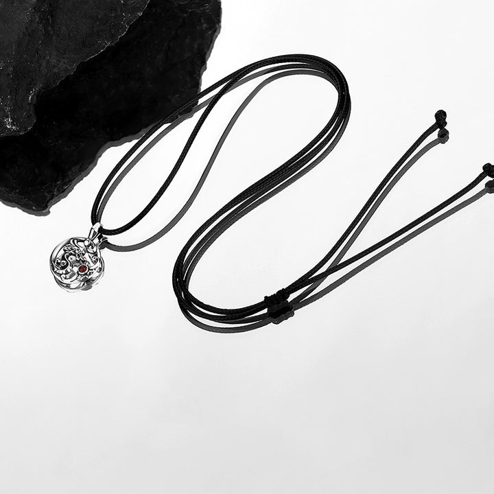 ❗❗❗Ein Blitzverkauf – Buddha Stones 925 Sterling Silber Jahr des Drachen spielender Perlen-Glücksseil-Halskettenanhänger