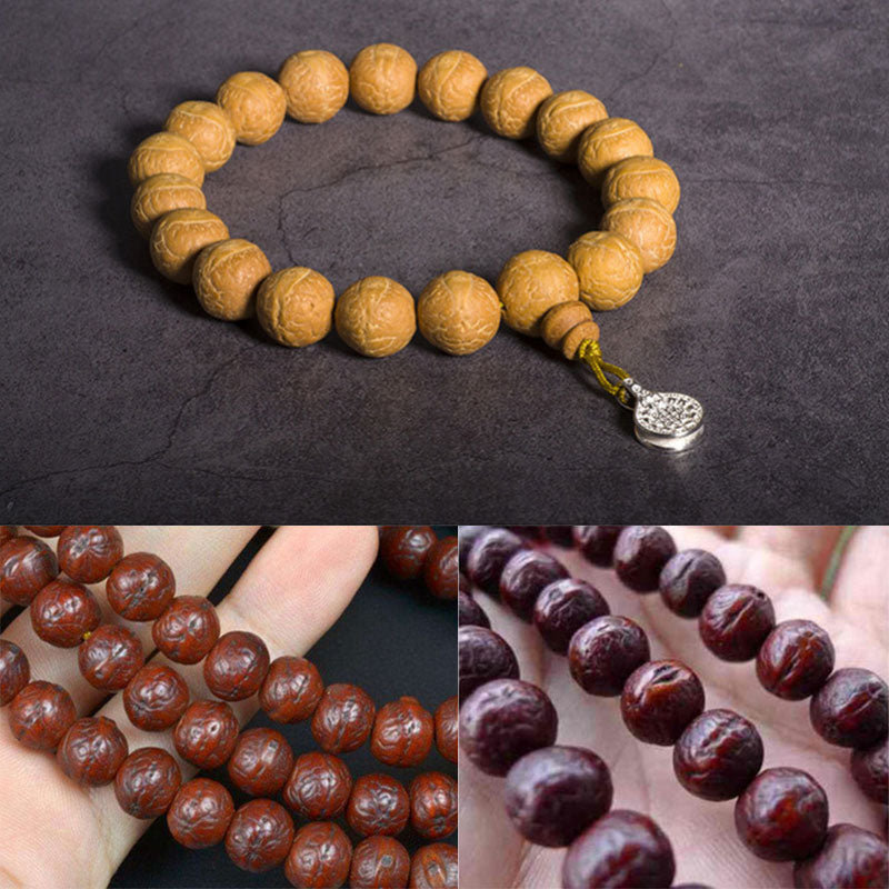 Buddha Stones, Bodhi-Samen, Glücksverheißung, Handgelenk-Mala, Quasten-Taschen-Mala