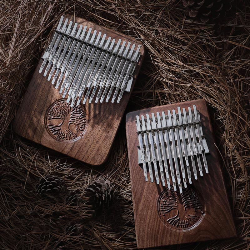 Kalimba 34 Tasten Daumenklavier Baum des Lebens Design Tragbares Finger-Marimba-Klavier