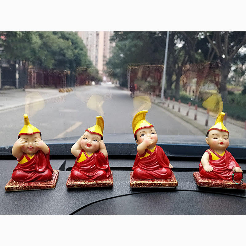 Buddha Stones, handbemalt, tibetische Lama-Figuren, geschnitzt, kreative Dekoration für Zuhause, Büro, Auto