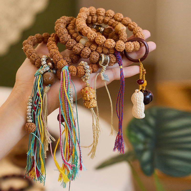 Buddha Stones Tibet Rudraksha Bodhi Samen Amulett Reichtum Glück Armband