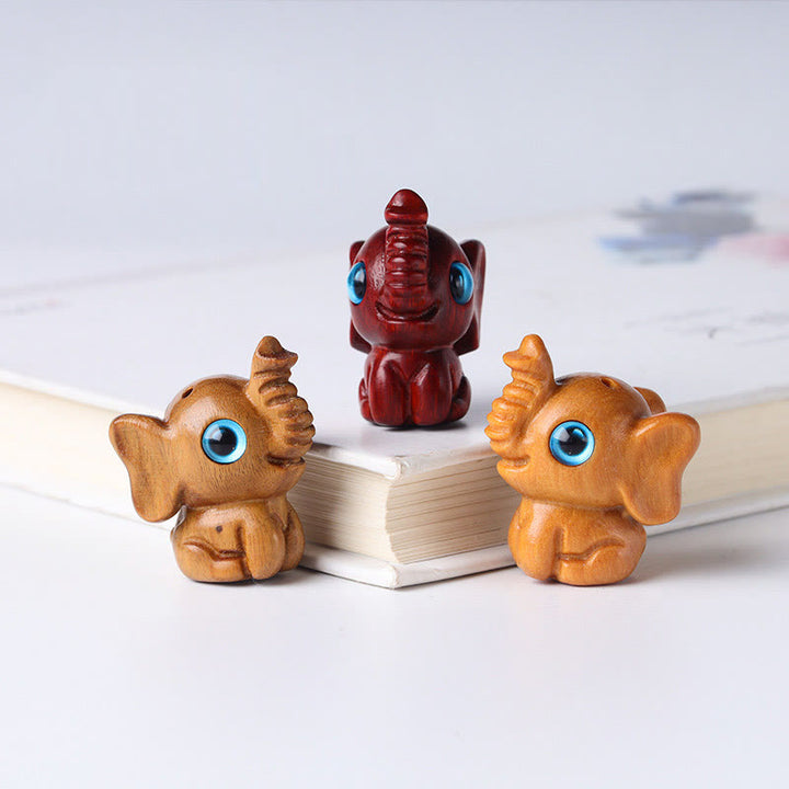 Buddha Stones, Sandelholz, kleines Blatt, rotes Sandelholz, grünes Sandelholz, glücklicher Mini-Elefant, geschnitzte Schutzdekoration