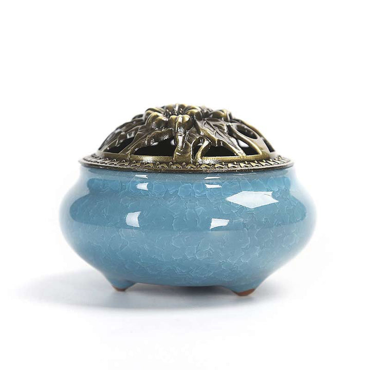 Buntes Räuchergefäß aus Keramik mit Buddha Stonesn