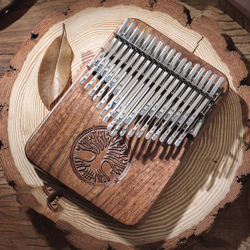 Kalimba 34 Tasten Daumenklavier Baum des Lebens Design Tragbares Finger-Marimba-Klavier