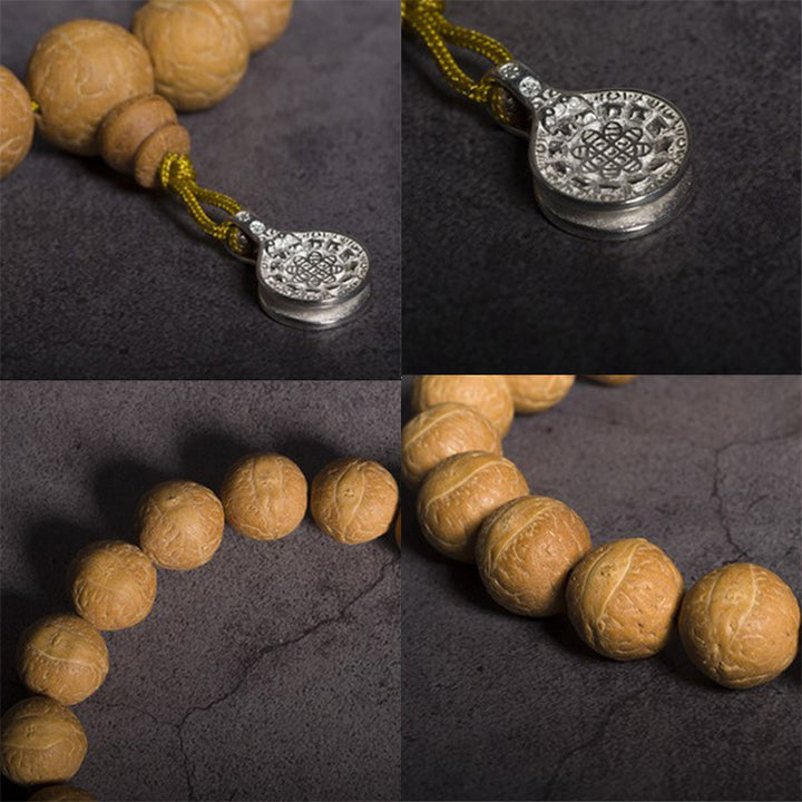 Buddha Stones, Bodhi-Samen, Glücksverheißung, Handgelenk-Mala, Quasten-Taschen-Mala