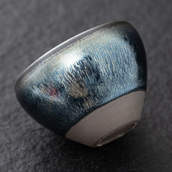 Buddha Stones Vintage Chinesische Silber Blau Jianzhan Ofenwechsel Porzellan Teetasse Kung Fu Teetasse