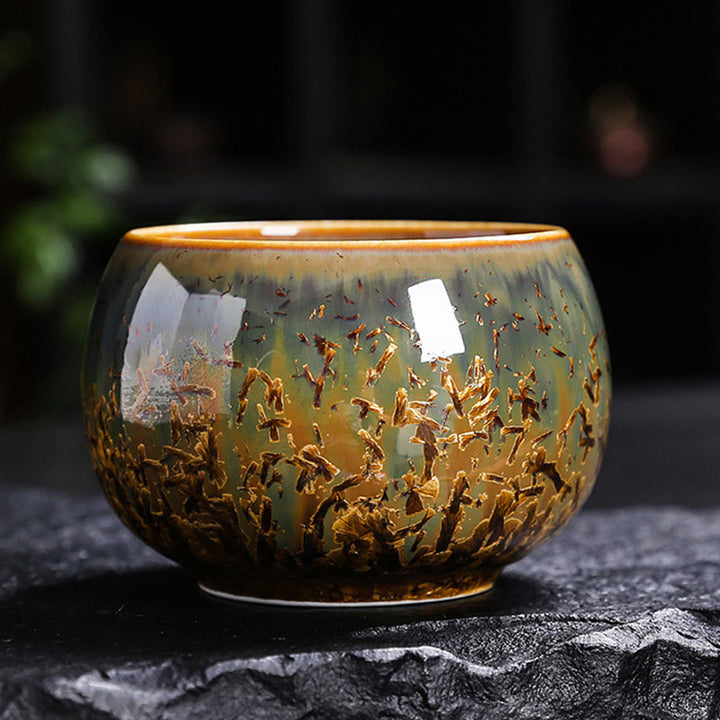 Bunte braune Keramik-Teetasse mit Buddha Stonesn, Kung-Fu-Teetasse