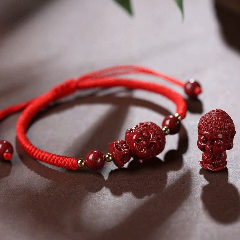 Buddha Stones Chinesisches Sternzeichen Natal Buddha Zinnober Amulett Segen Schnurarmband